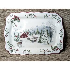 Better Homes & Gardens HERITAGE COLLECTION Winter Forest 19" Christmas Platter
